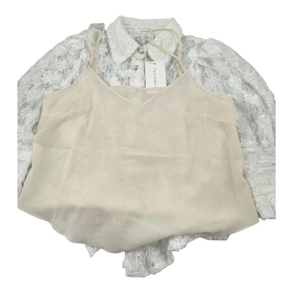 Foxiedox Long Sleeved Graceful Lace Pearl Buttons Victorian Blouse Size XS - Picture 8 of 11